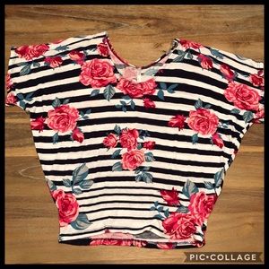michelle floral striped crop top